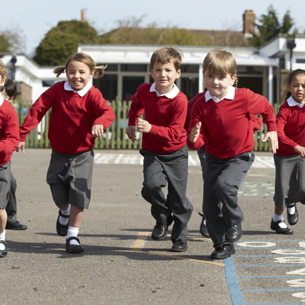 Primary school children playing in the playground